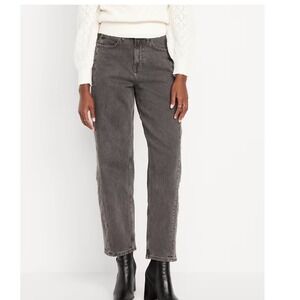 Old Navy Womens High Rise Barrel Leg‎ Jeans Washed Black Gray Size 6
